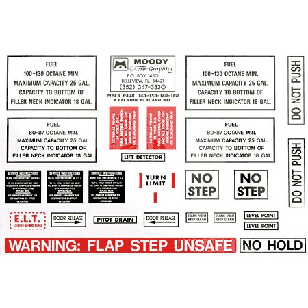 Exterior Placard Kit Piper, PA28-140, -160, -180 Mdy PEK-002 Exterior Placard Kit Piper, PA28-140, -160, -180 Mdy PEK-002