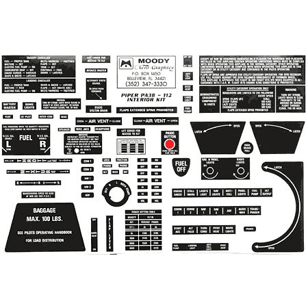 Interior Placard Kit Piper, PA38-112 Tomahawk Mdy PIK-004 Interior Placard Kit Piper, PA38-112 Tomahawk Mdy PIK-004