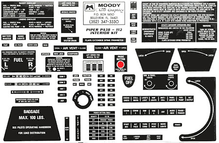 Interior Placard Kit Piper, PA38-112 Tomahawk Mdy PIK-004