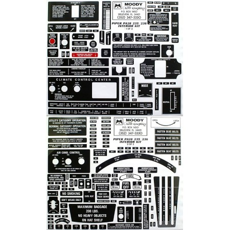 Interior Placard Kit Piper, PA28-235, -236 Mdy PIK-007 Interior Placard Kit Piper, PA28-235, -236 Mdy PIK-007