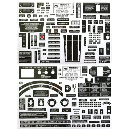 Interior Placard Kit Piper, PA32-260, -300, -300T Mdy PIK-009