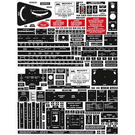 Interior Placard Kit Piper, PA23, Apache, Aztec Mdy PIK-011 Interior Placard Kit Piper, PA23, Apache, Aztec Mdy PIK-011