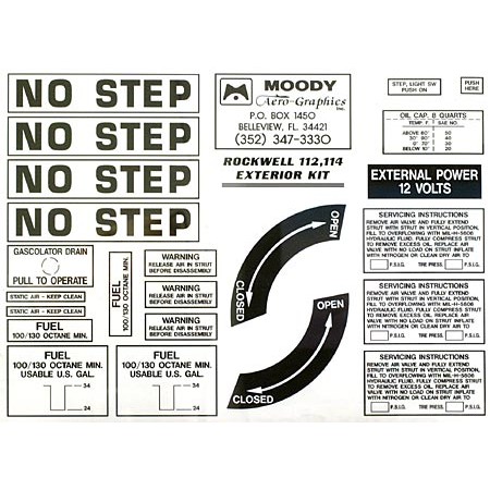 Exterior Placard Kit Rockwell 112, 114 Mdy REK-001