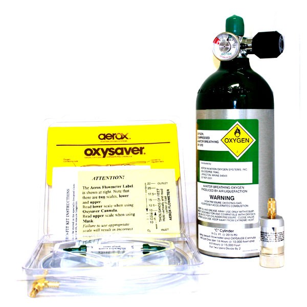 Aerox Oxygen System 1C - 9 Cubic Feet Cylinder 500R1C