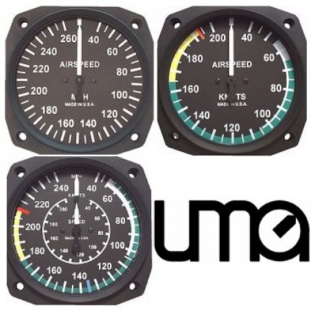 3 1/8 inch Airspeed Dual Range Knots/Mph Markings Uma 16-311-D 3 1/8 inch Airspeed Dual Range Knots/Mph Markings Uma 16-311-D