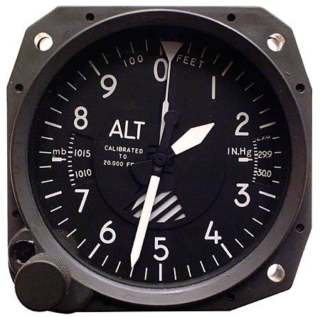 Altimeter, 0-20,000 ft Dual Scale, Millibar/ in Hg, TSO Utd 5934PD3