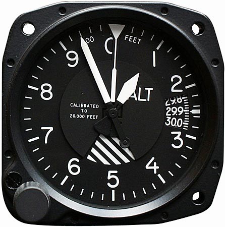 Altimeter, 0-20,000 ft in Hg, Lighted 14 volt, TSO Utd 5934P3L