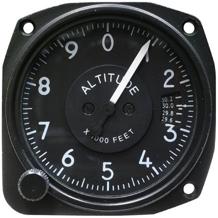 Altimeter Gauge, 3 1/8 inch 0-10,000 ft, InHg, Non-TSO UMA 5-300-20