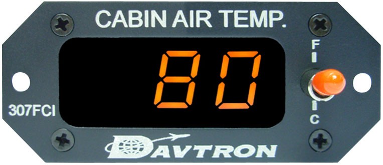 Cabin Air Gauge, Fahrenheit/Celsius Digital, 2.5 inchw x 11 inchl x 2.8 inchd, Faa-Pma Approved Dvt 307FCI