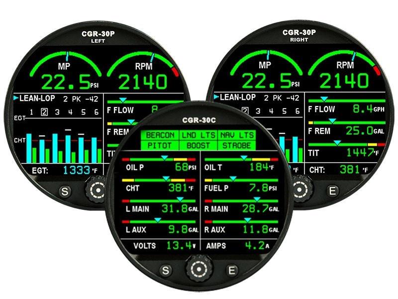 CGR-30P (2 Monitors) & CGR-30C Primary 6-Cylinder Twin Engine Monitor Combo Ei CGR-30-TC-6