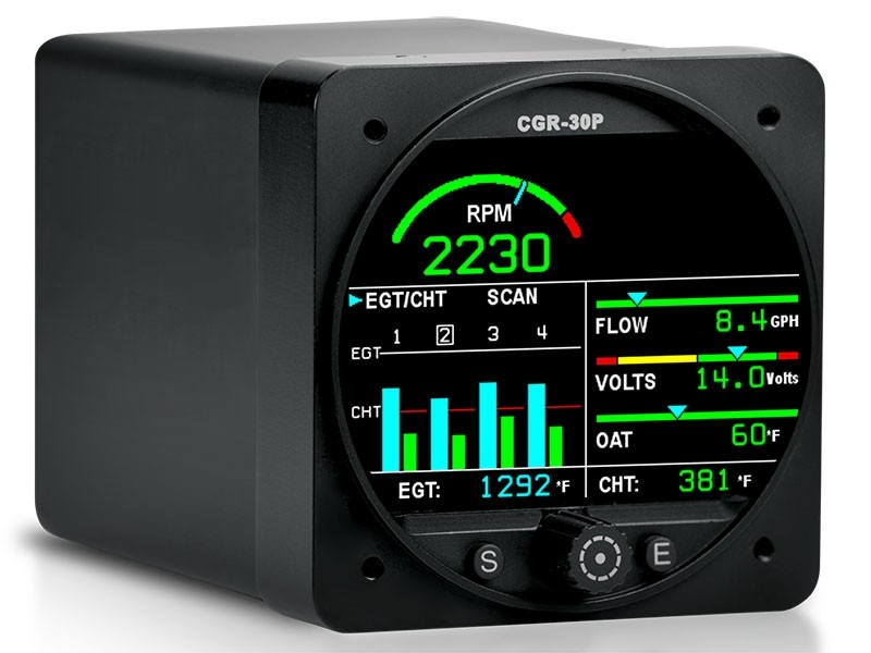 CGR-30P 4-Cylinder Primary Twin Engine Monitors, Premium (2 Monitors) w/RPM, EGT/CHT & 10 Functions EI CGR-30-T-4