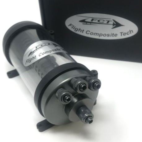 Clear Cylinder Twin Uat, 350ml Air Trap, by Flight Composite Tech Fcpt UAT-CLEAR35-T