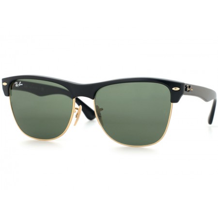Clubmaster Oversized Sunglasses, 57mm Shiny Black/Arista frame, Green Lenses RB 4175-877