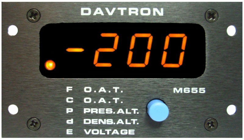 Density Altitude 5 Function Indicator, 2.9 inchw x 1.7 inchl x 1.5 inchd, FAA-PMA Approved DVT M655-1