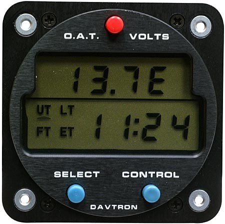 Digital Chronometer with OAT/Voltmeter, 2.25 inch Rear Mount, FAA-PMA Approved DVT M803