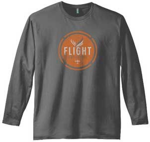 FLIGHT OUTFITTERS RETRO LOGO LONG SLEEVE T GREY SMALL FO-T501-CH-S