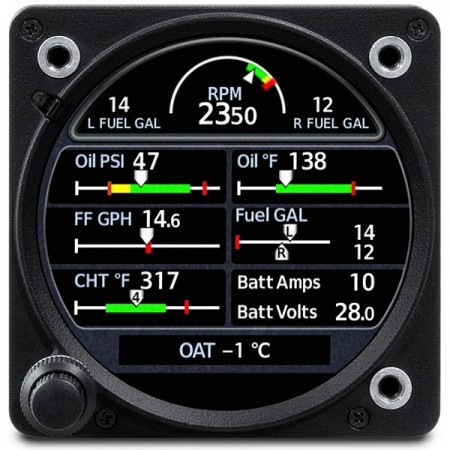 Gi 275 Eis 3-1/8 Glass Flight Instrument, Class 1 & 2 Aircraft Gmn 010-02325-10