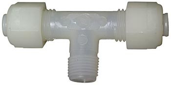 Male Branch Tee Tube Fitting, 1/4 inch tube to 1/8 inch NPT Ie 272N-04X02