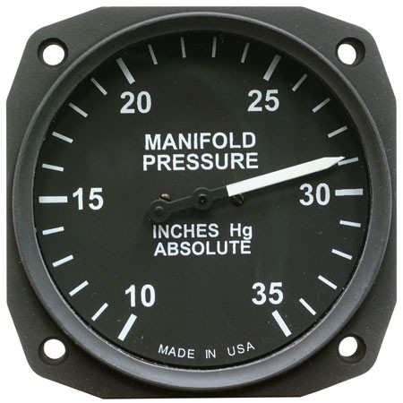 Manifold Pressure Gauge, 3 1/8 inch 10-35 InHg Dual Diaphragm UMA 7-300-35