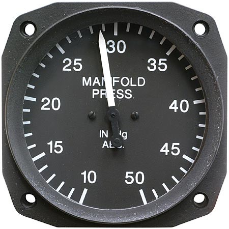 Manifold Pressure Gauge, 3 1/8 inch 10-50 InHg Dual Diaphragm UMA 7-300-50