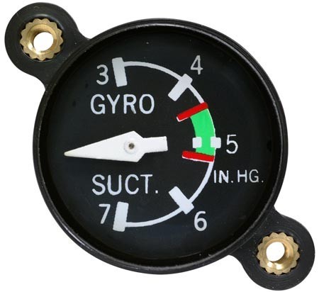 Mechanical Gyro Suction Gauge, 1 1/4 inch 3-7 InHg UMA 3-310-50