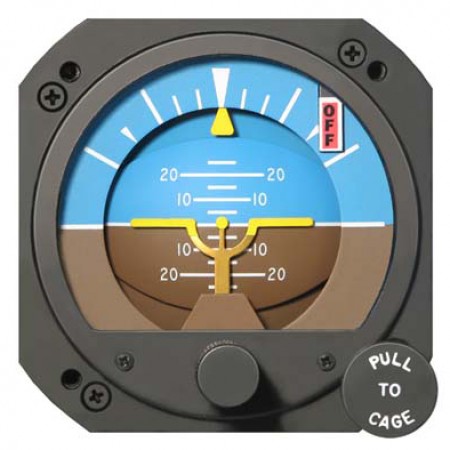 Movable Pointer 12-30 volt Lighted Electric TSO Horizon Gyro with Yellow A/P & Pointer RCA 26EK14