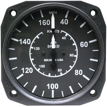 3 1/8 inch Airspeed Dual Range Mph/Knots Markings Uma 16-310-D 3 1/8 inch Airspeed Dual Range Mph/Knots Markings Uma 16-310-D