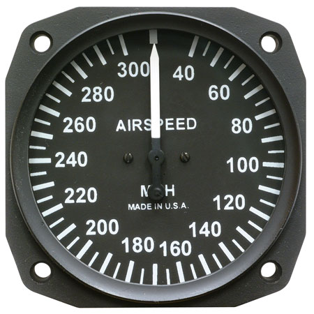 Airspeed, 3 1/8 inch 40-300 mph, TSO Uma T16-310-300