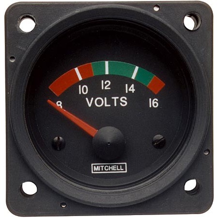 Voltmeter gauge, 2 1/4 inch 8-16 volt DC MIT D1-211-5086