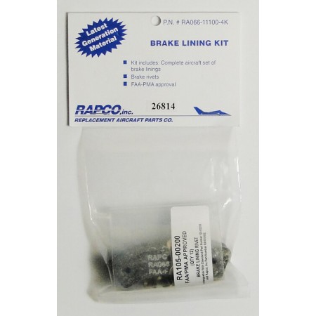 RAPCO RA66-111-4K BRAKE LINING KIT - 4 PACK RA066-11100-4K