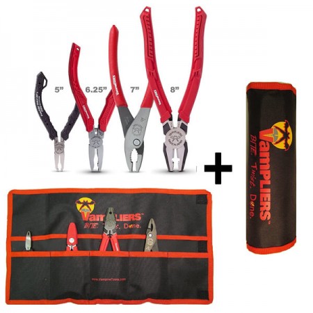 VAMPLIERS 4-PC SET S4A 5 INCH MINI 6.25 INCH 7 INCH AND 8 INCH PRO AND POUCH VT-001-S4AP