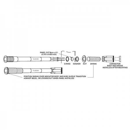 Tanis Indicator Light LED TLP3039-06-115 With Lead And Pin Connector - 115 Volt TLP3039-06-115