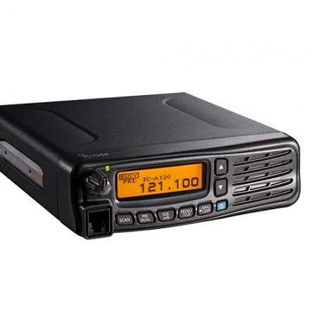 VHF AIRBAND TRANSCEIVER/Vehicle mount, 25kHz and 8.33kHz capable. Includes: hand microphone, HM-216, DC power cable, mounting bracket kit, microphone hanger kit, fuses. A120