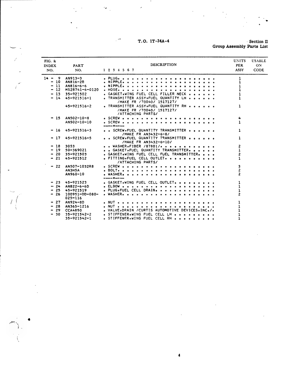 Aviation Part 35-921542-2 for Beechcraft T34 Mentor Aircraft