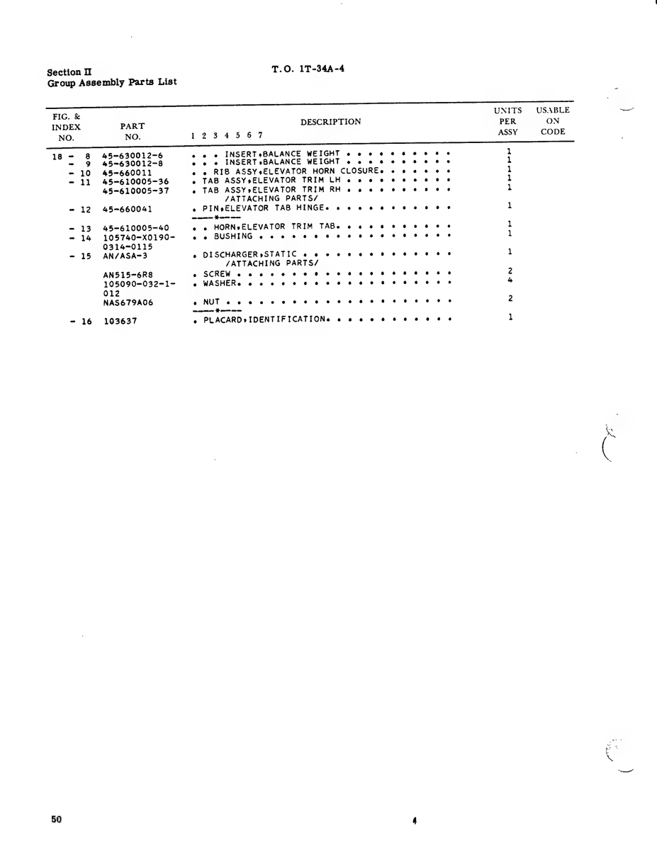 Aviation Part 45-630012-6 for Beechcraft T34 Mentor Aircraft