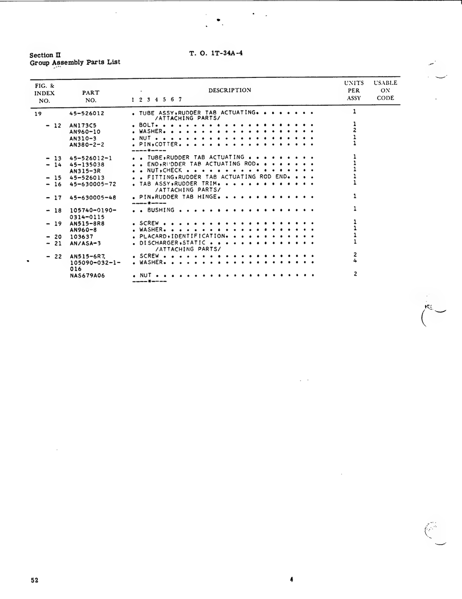 Aviation Part 45-630005-72 for Beechcraft T34 Mentor Aircraft