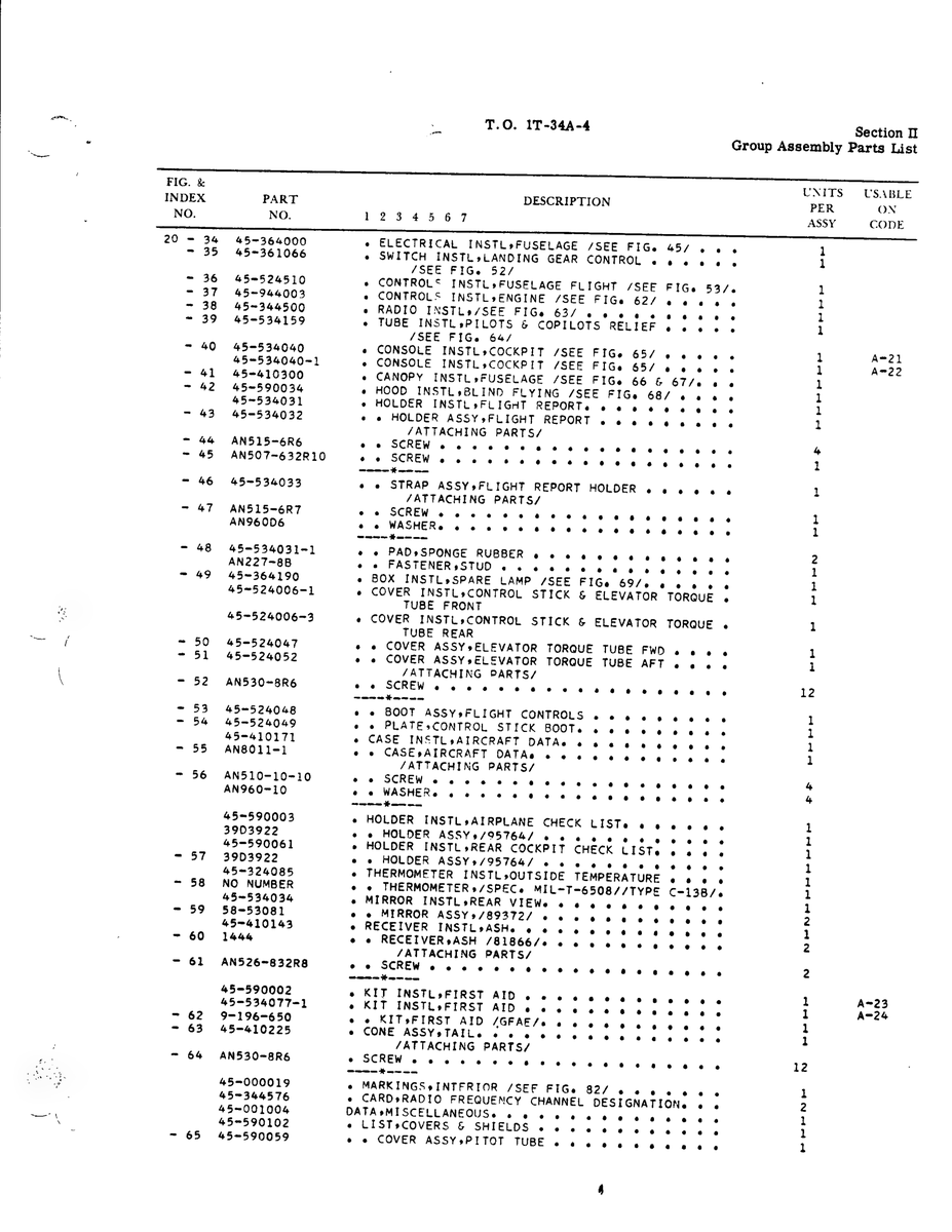 Aviation Part 45-534040-1 for Beechcraft T34 Mentor Aircraft