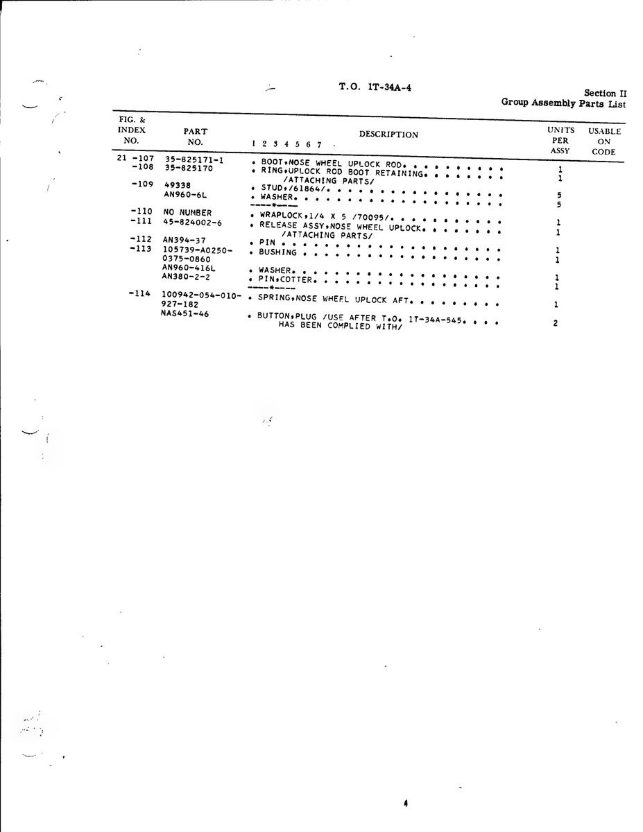 Aviation Part 0375-0860 for Beechcraft T34 Mentor Aircraft