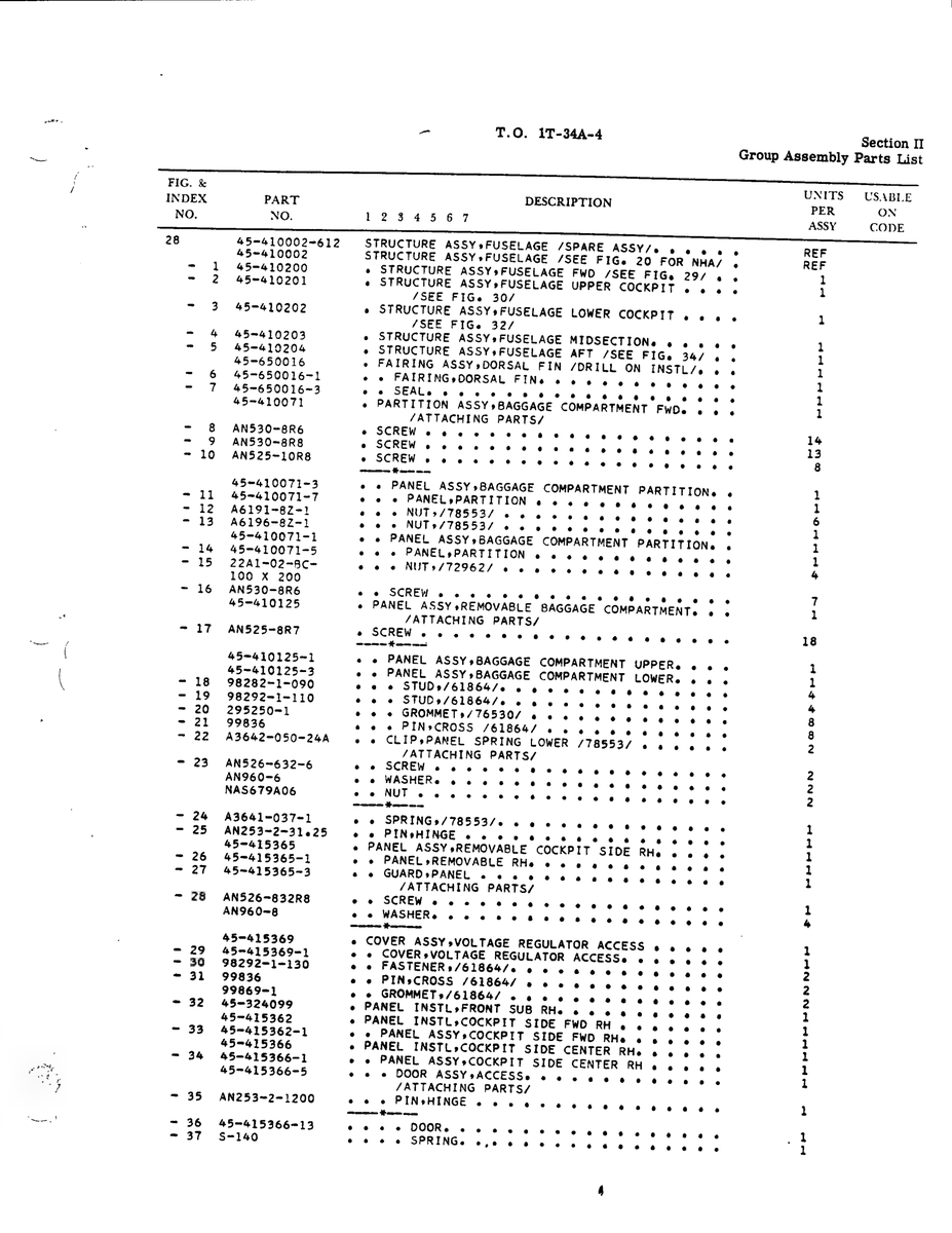 Aviation Part 45-650016-1 for Beechcraft T34 Mentor Aircraft