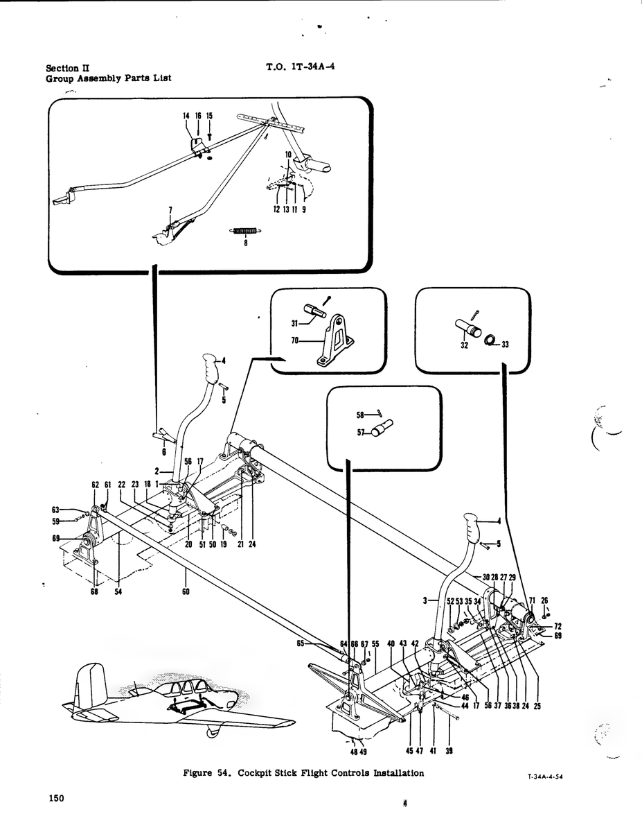 Aviation Part T-34A-4-54 for Beechcraft T34 Mentor Aircraft