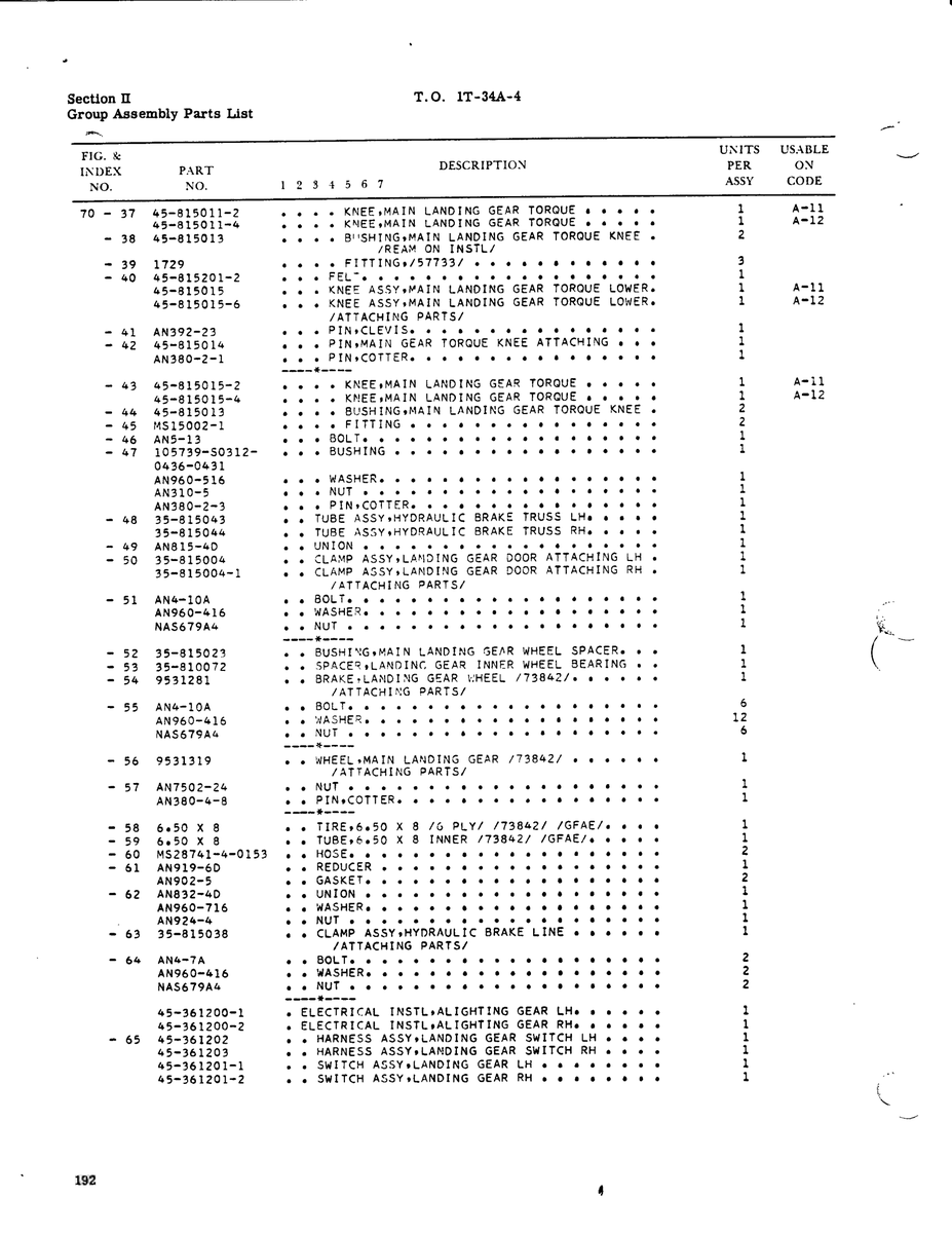 Aviation Part 45-815201-2 for Beechcraft T34 Mentor Aircraft