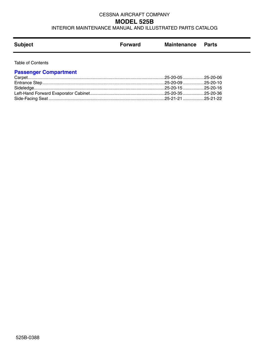 Aviation Part 525B-0388 for Cessna 525 Aircraft