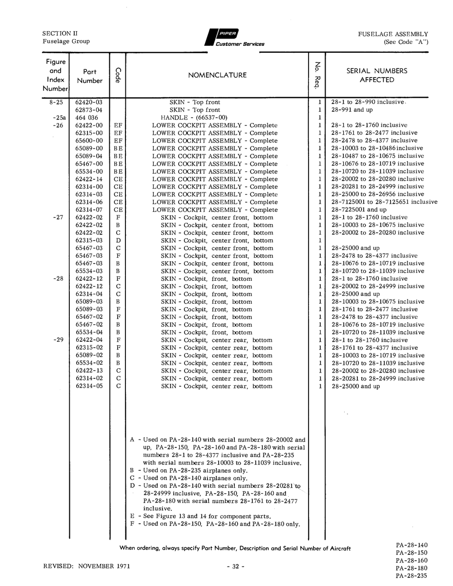 Aviation Part 62314-02 for Piper PA-28 Cherokee Aircraft