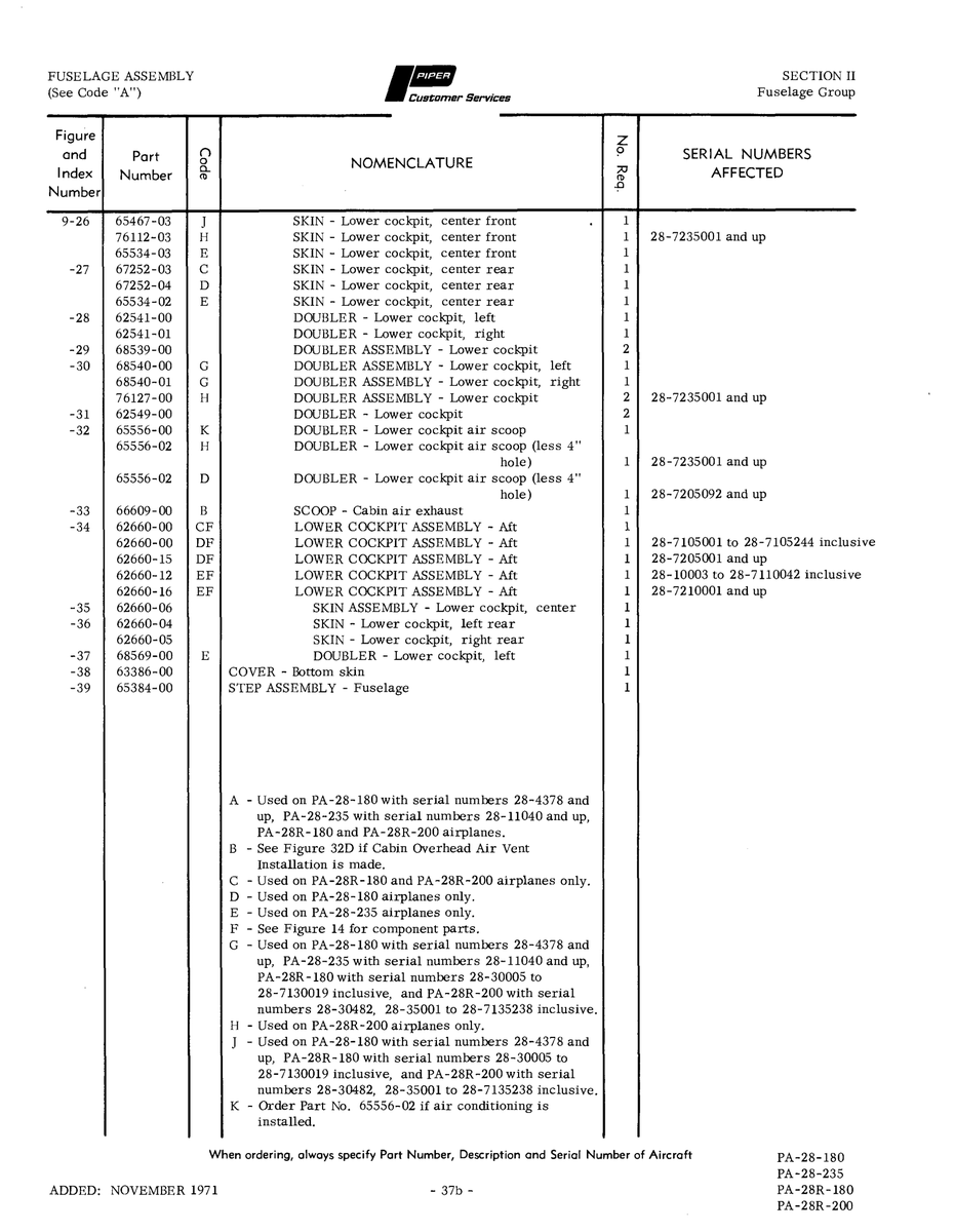 Aviation Part 66609-00 for Piper PA-28 Cherokee Aircraft