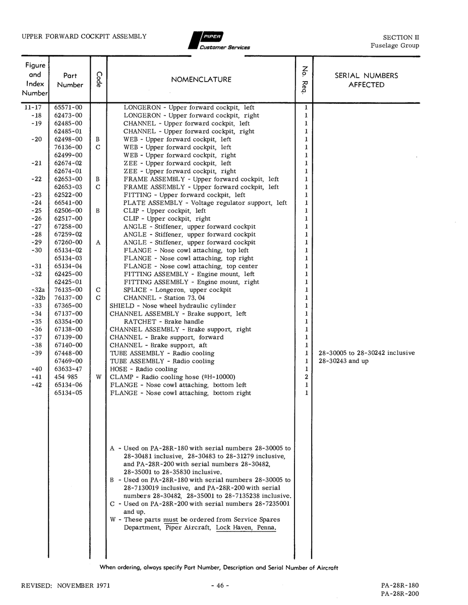 Aviation Part 76135-00 for Piper PA-28 Cherokee Aircraft