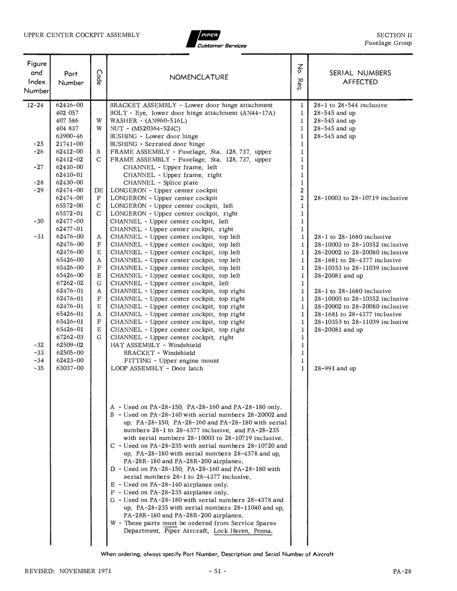 Aviation Part 65426-00 for Piper PA-28 Cherokee Aircraft