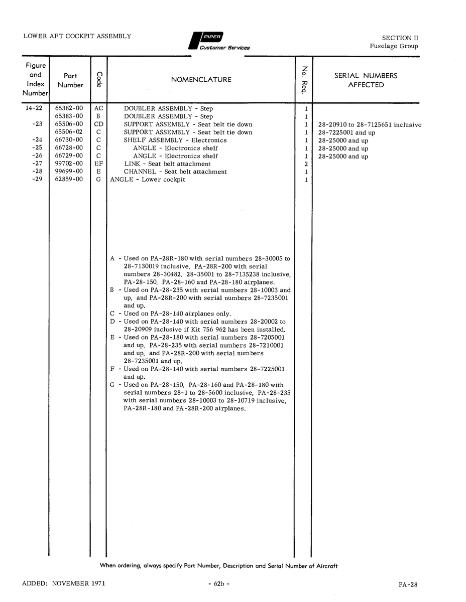 Aviation Part 66728-00 for Piper PA-28 Cherokee Aircraft