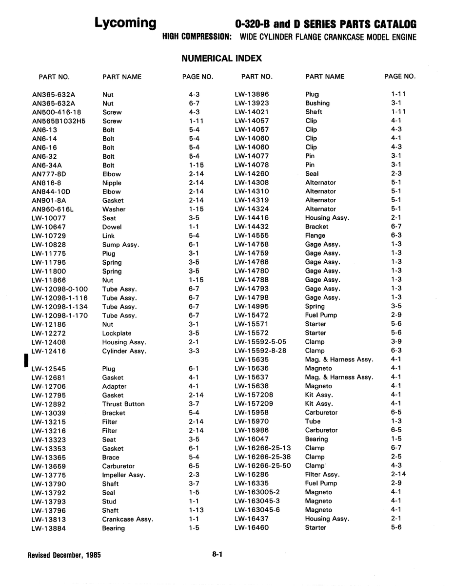 Aviation Part LW-13813