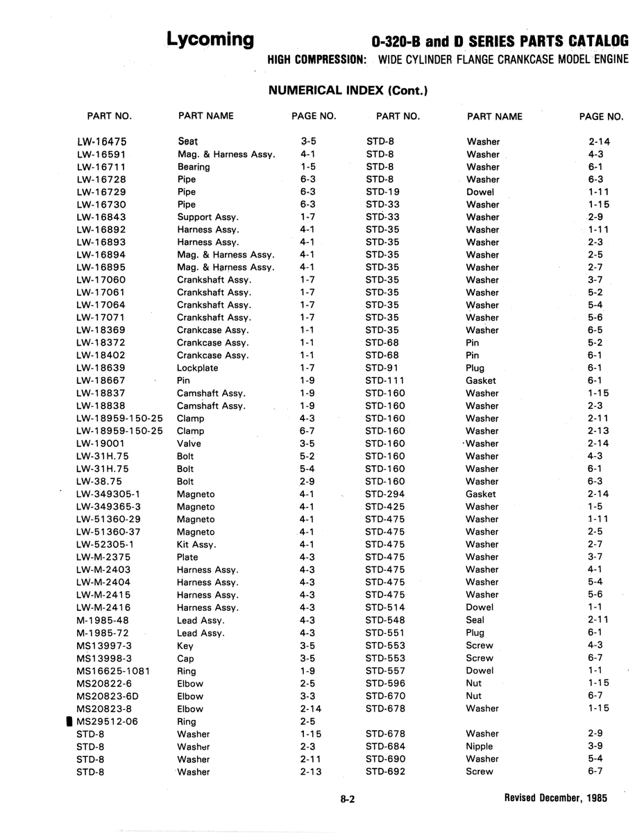 Aviation Part LW-18402