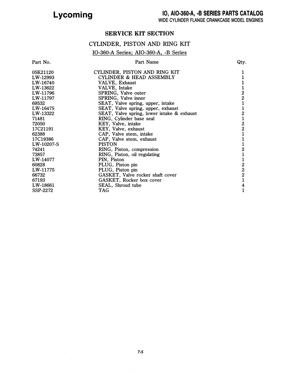 Aviation Part LW-10207-S